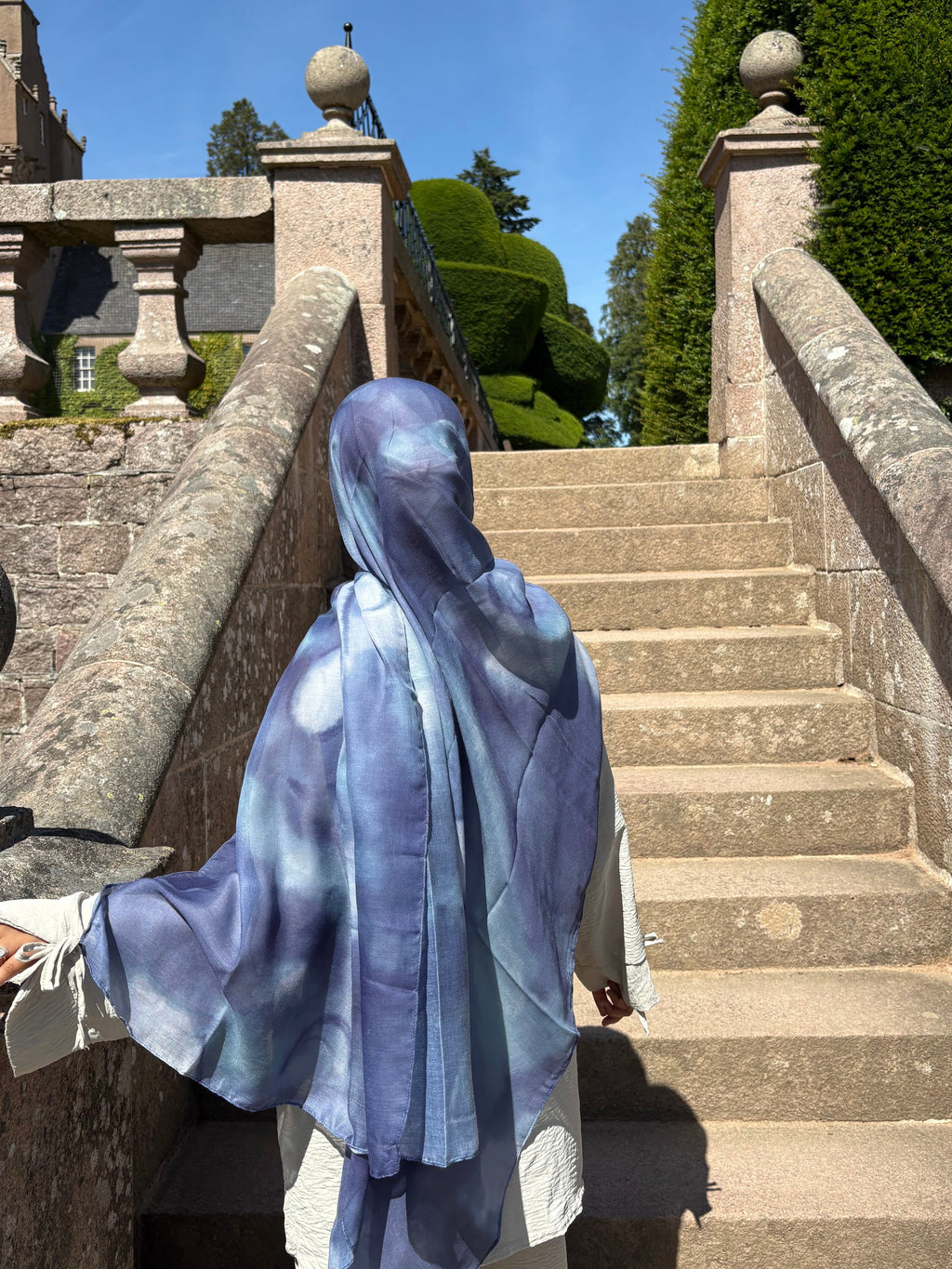 Mermaid blue printed – Cotton Style Hijab