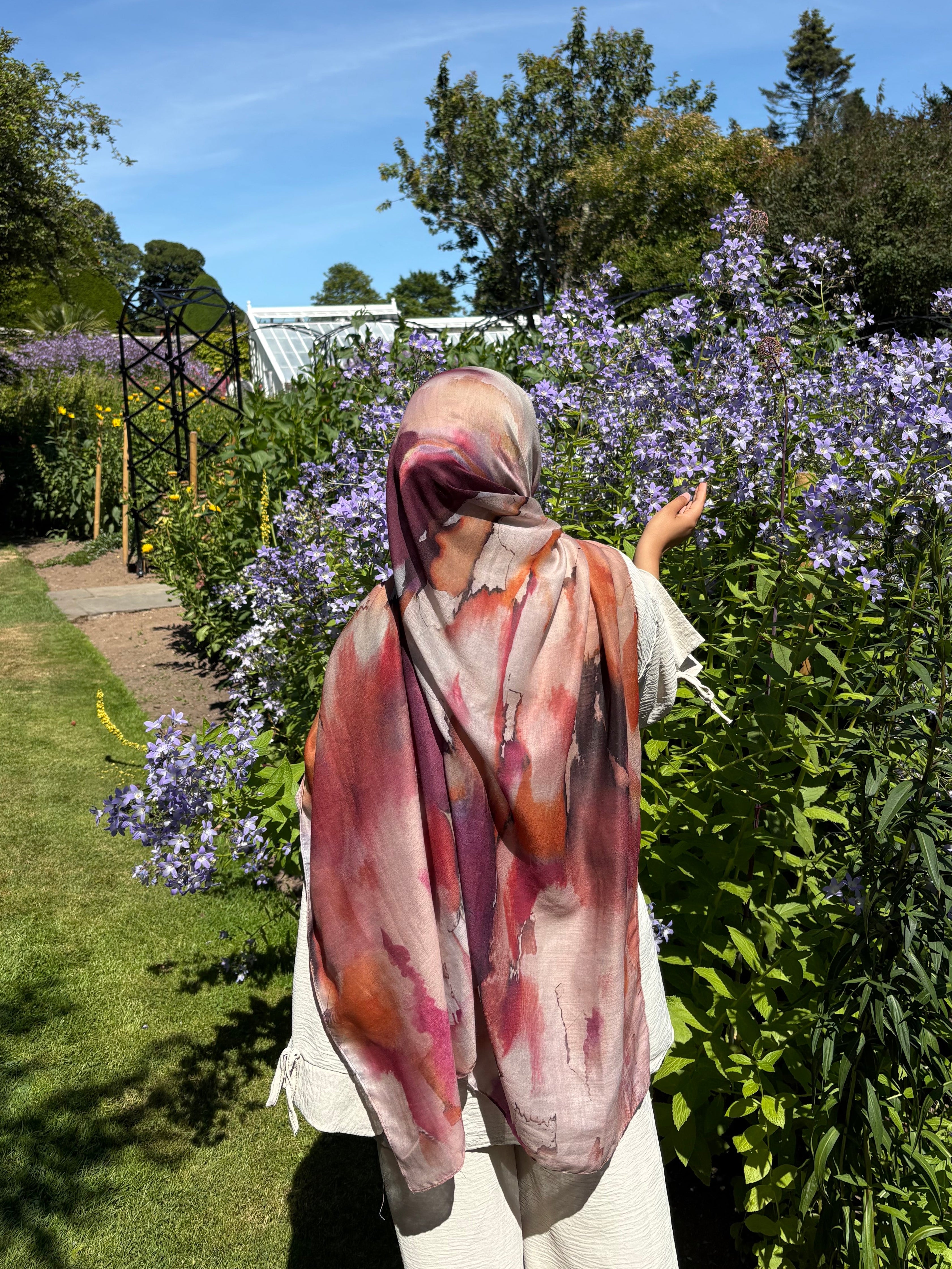 Burnt rose printed – Cotton Style Hijab