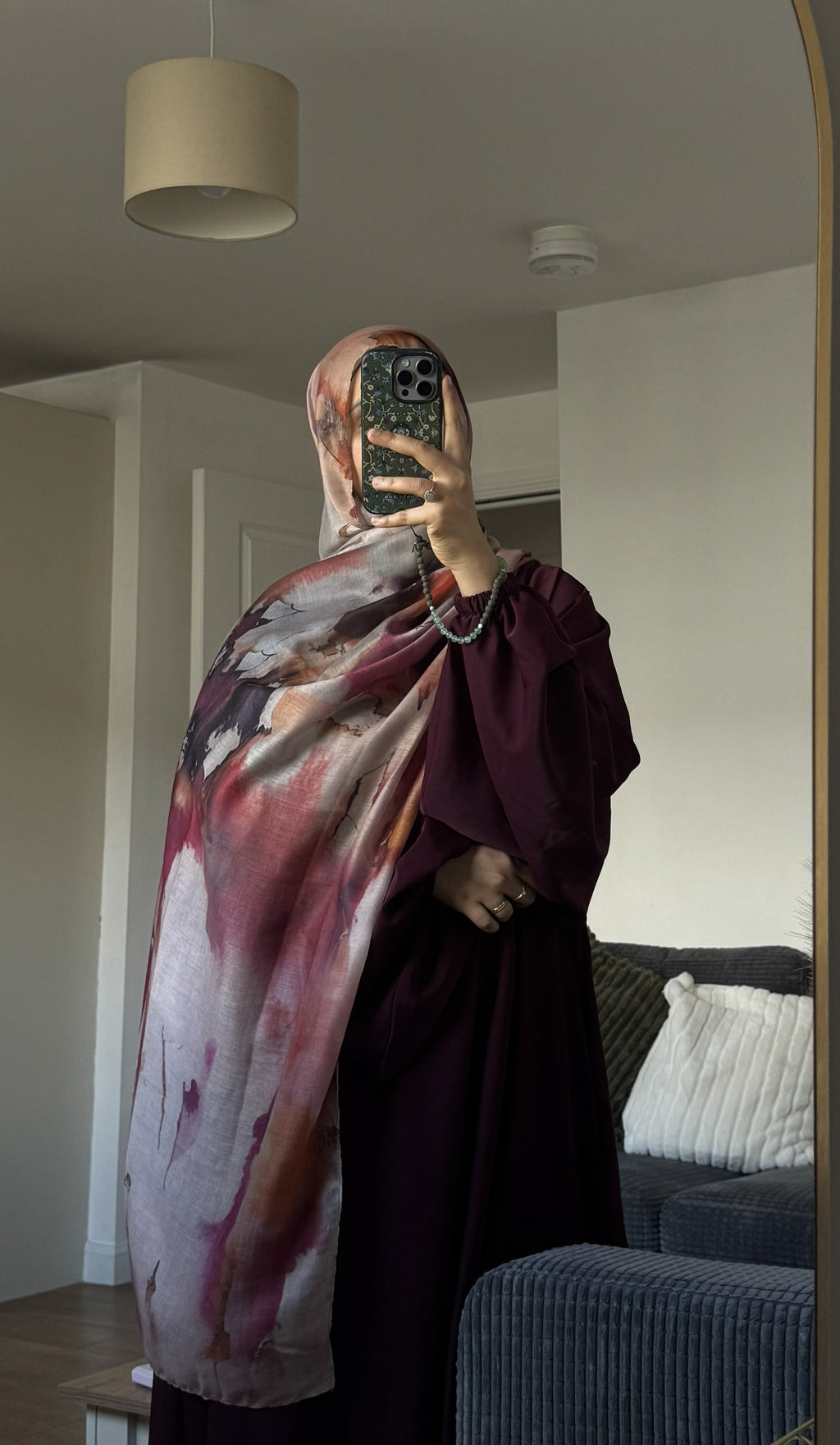 Burnt rose printed – Cotton Style Hijab