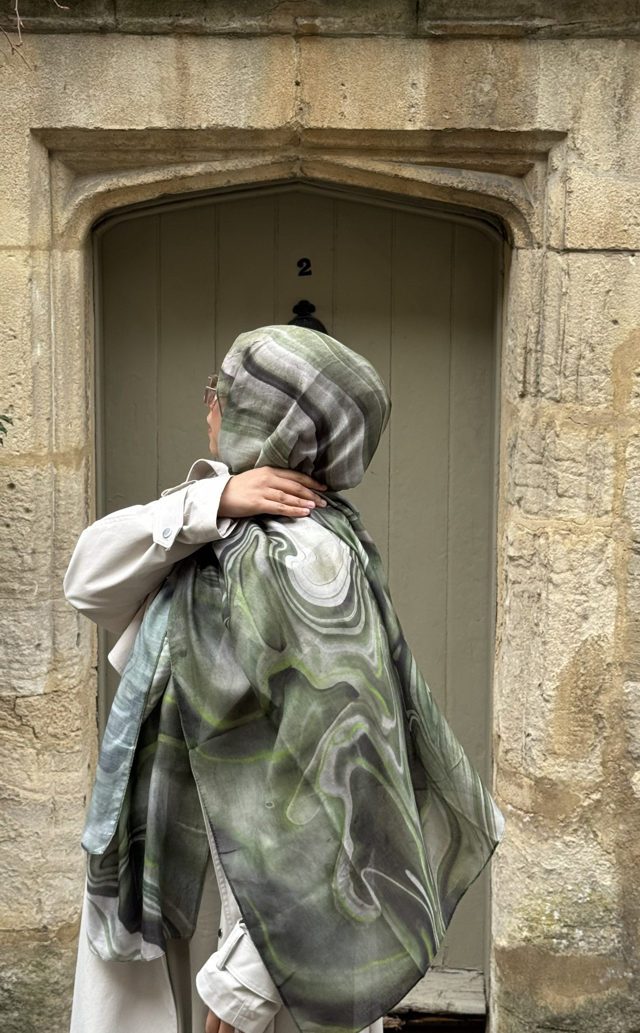 Aura printed green – Cotton Style Hijab